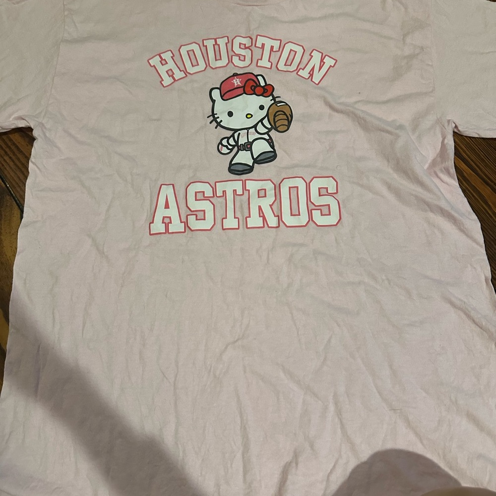 Gildan Pink Houston Astros Hello Kitty Shirt Size L